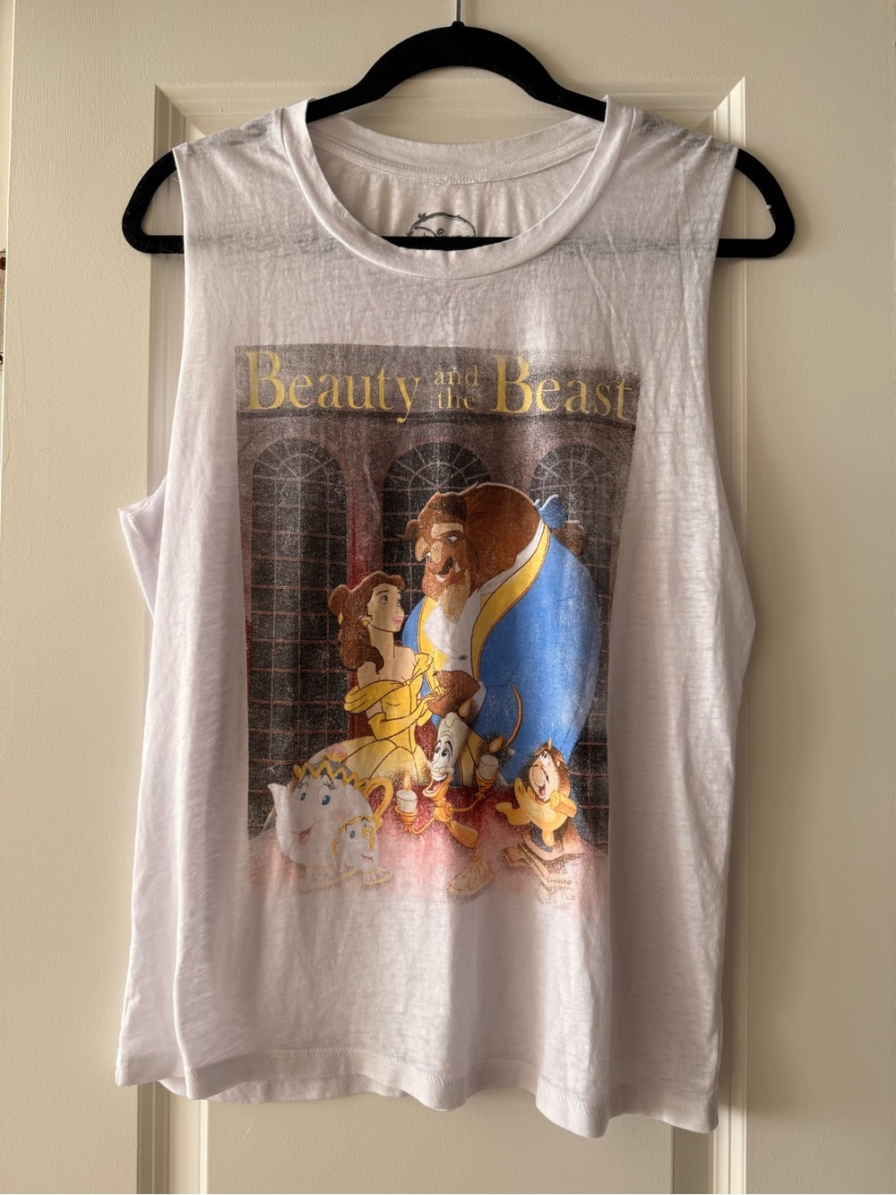 Disney Beauty and the Beast White Graphic Women’s Tank Top